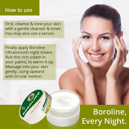 Boroline Ultrasmooth Night Cream For Dry Skin 40 Gm X 4 Plus Free Bo Body Lotion Trial Pack 7ml X 4