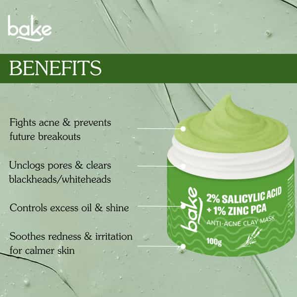 Bake 2% Salicylic Acid Clay Mask With Niacinamide For Acne - 100G
