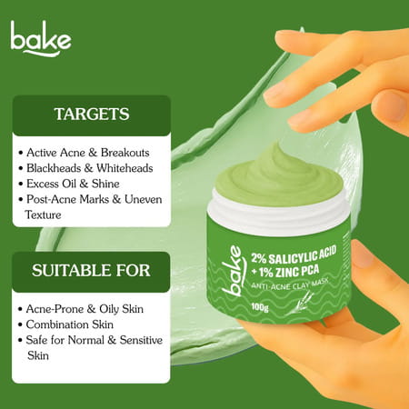 Bake 2% Salicylic Acid Clay Mask With Niacinamide For Acne - 100G
