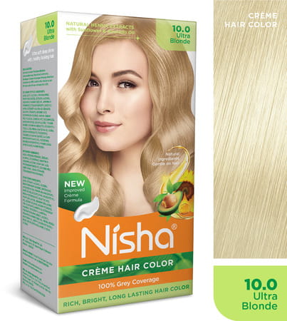 Nisha Creme Hair Color Ultra Blonde 150g Pack Of 3 | Permanent Hair Colour | 100% Grey Coverage