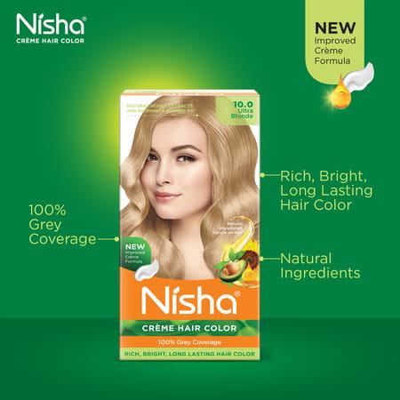 Nisha Creme Hair Color Ultra Blonde 150g Pack Of 3 | Permanent Hair Colour | 100% Grey Coverage