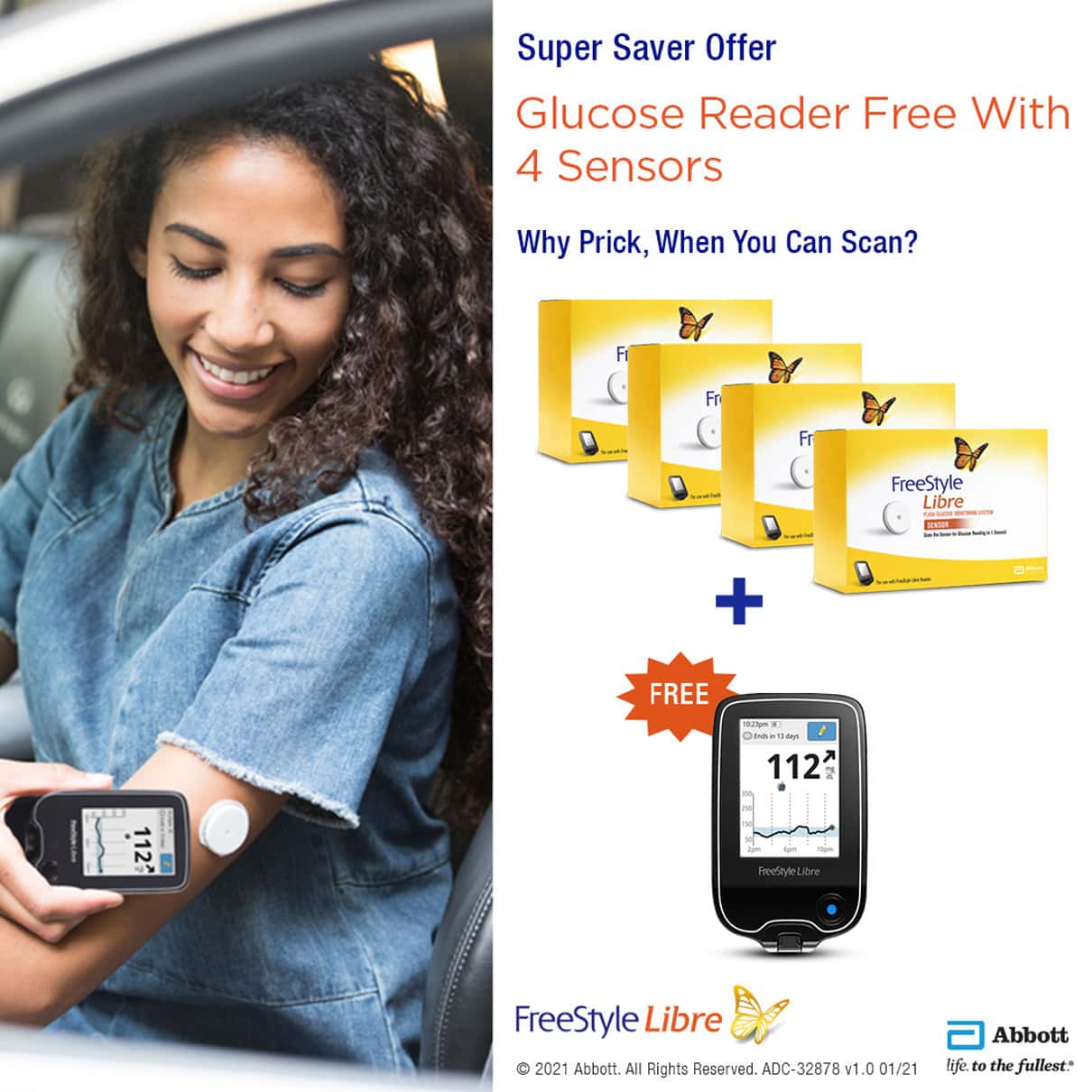 Freestyle Libre Flash Glucose Monitoring System (4 Sensor And 1 Reader Combo)