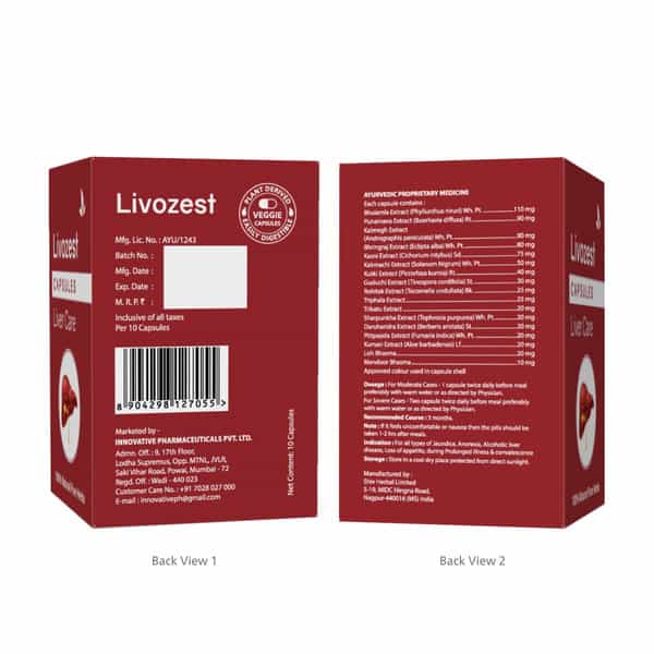 Livozest Capsules 10 Caps | Liver Health Supplement | Detox Liver (Pack Of 4)