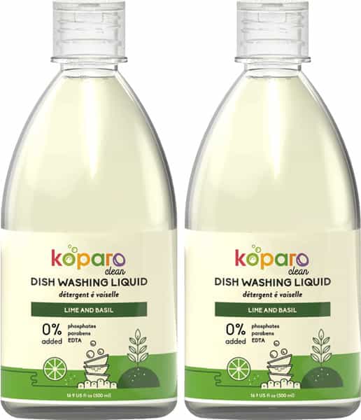 Koparo Dishwashing Liquid With Lime And Basil Plant Based Germ Protection|Baby & Pet Safe|500 Ml X 2