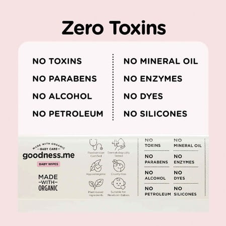 Goodness.Me Made With Organic Pure Water Baby Wet Wipes Pediatrician Certified (72 Wipes)