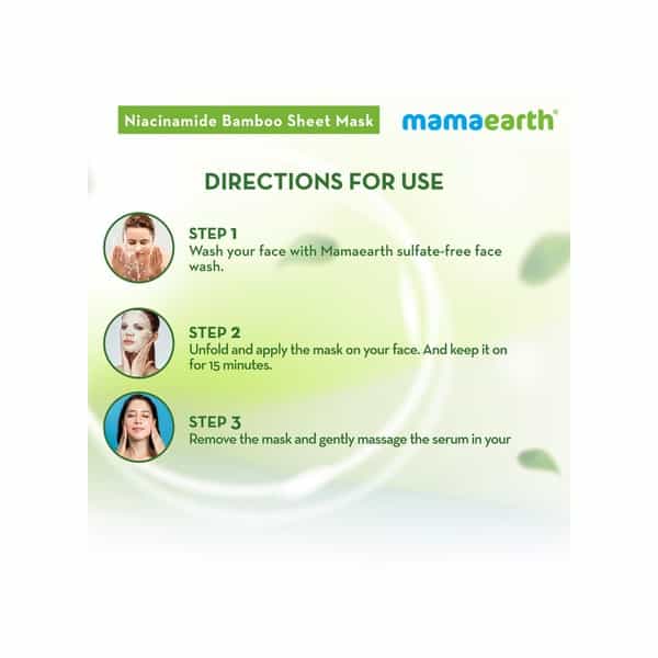Mamaearth Niacinamide Bamboo Sheet Mask Niacinamide & Ginger Extract For Clear & Glowing Skin - 25 G