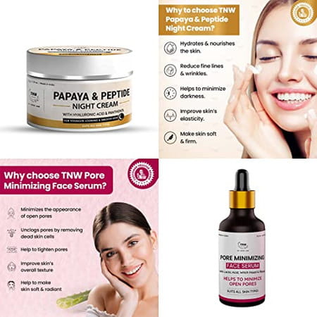 Tnw-The Natural Wash Combo With Papaya & Peptide Night Cream & Pore Minimizing Face Serum