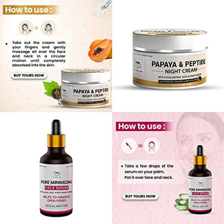 Tnw-The Natural Wash Combo With Papaya & Peptide Night Cream & Pore Minimizing Face Serum
