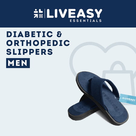 Liveasy Essentials Diabetic & Orthopedic Men Blue Uk 1 Slipper 1 Pair