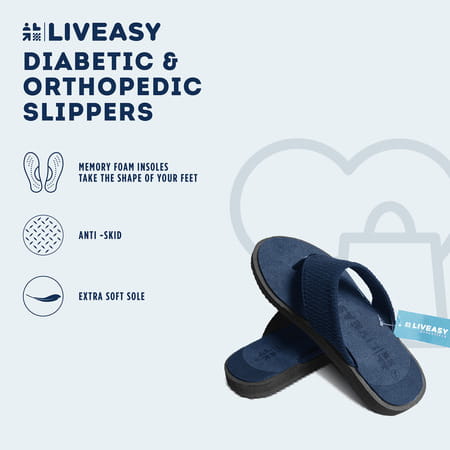 Liveasy Essentials Diabetic & Orthopedic Men Blue Uk 1 Slipper 1 Pair