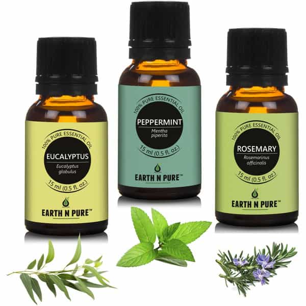 Earth N Pure Eucalyptus Peppermint & Rosemary Essential Oils | Pack Of 3 | 100% Pure (15 Ml)