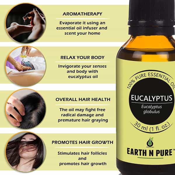 Earth N Pure Eucalyptus Peppermint & Rosemary Essential Oils | Pack Of 3 | 100% Pure (15 Ml)