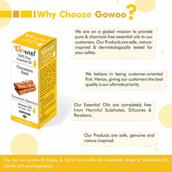 Go Woo 100% Pure Cinnamon Bark Oil Virgin & Undiluted 30 Ml