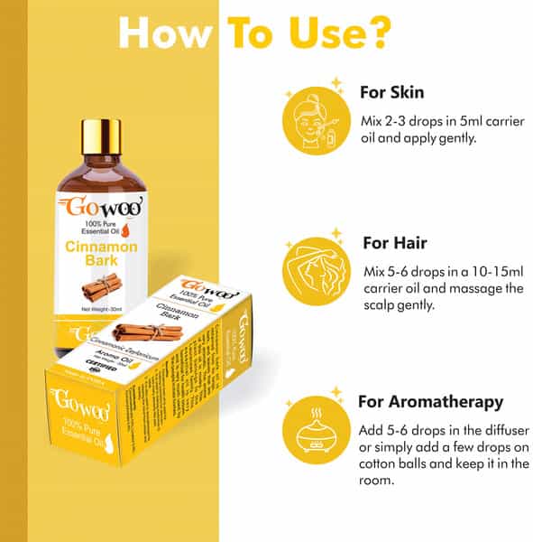 Go Woo 100% Pure Cinnamon Bark Oil Virgin & Undiluted 30 Ml