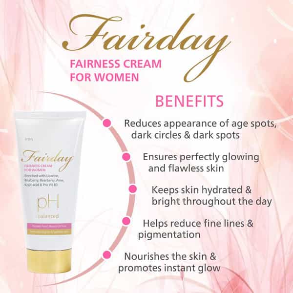 Fairday Fairness Cream For Women 50 Gm | With Mulberry | Reduces Tan (Pack Of 2)