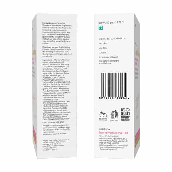 Fairday Fairness Cream For Women 50 Gm | With Mulberry | Reduces Tan (Pack Of 2)