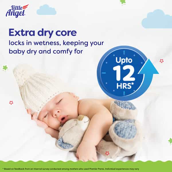 Little Angel Premier Pants Baby Diapers Small (S) Size 72 Count Pack Of 2 36 Count/Pack 5-8 Kg