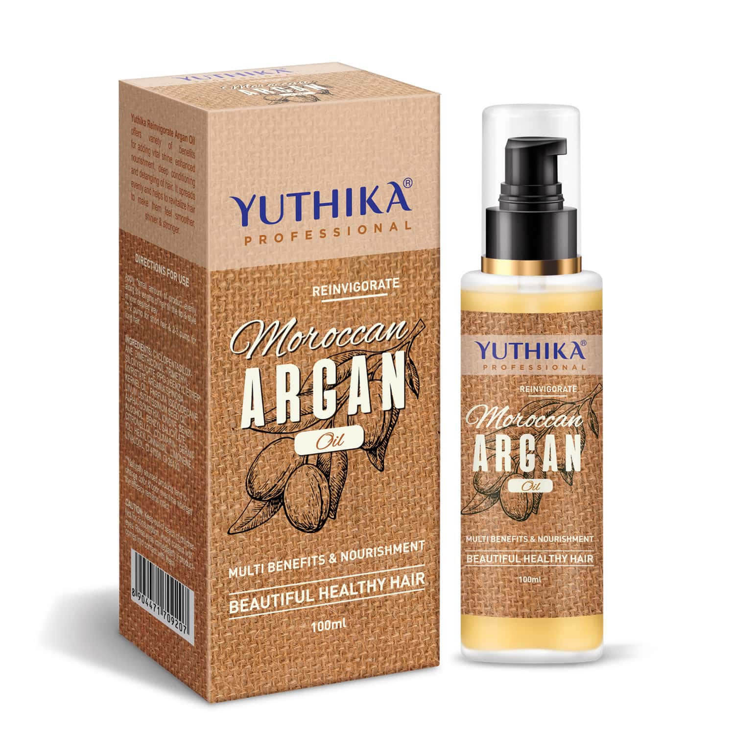 Yuthika Argan Hair Oil 100ml | Moroccan Argan Oil | Silky Shiny Nourished Hair - All Hair Types