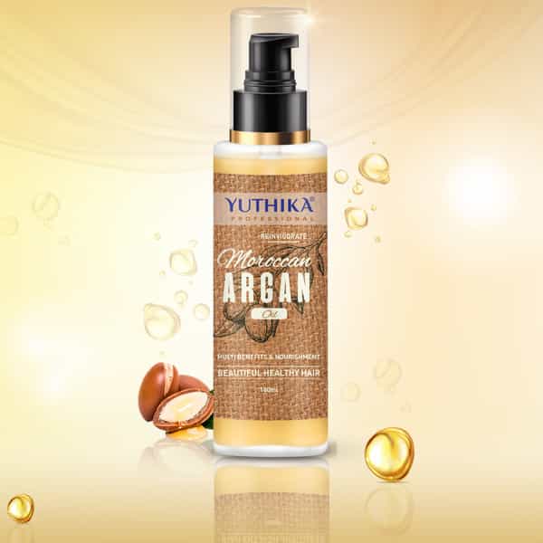Yuthika Argan Hair Oil 100Ml | Moroccan Argan Oil | Silky Shiny Nourished Hair - All Hair Types