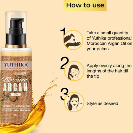 Yuthika Argan Hair Oil 100ml | Moroccan Argan Oil | Silky Shiny Nourished Hair - All Hair Types
