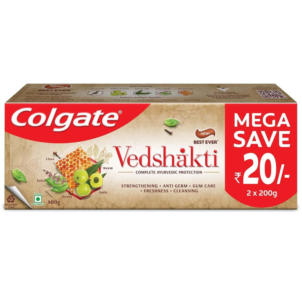 Colgate Swarna Vedshakti 400g (200g X 2 | Pack Of 2) Ayurvedic Cavity Protection
