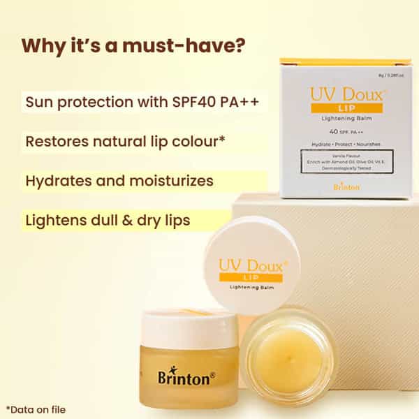 Brinton Uv Doux Lip Lightening Balm Spf 40 Pa ++ With Almond Oil Olive Oil & Vitamin E (Vanilla) 8G