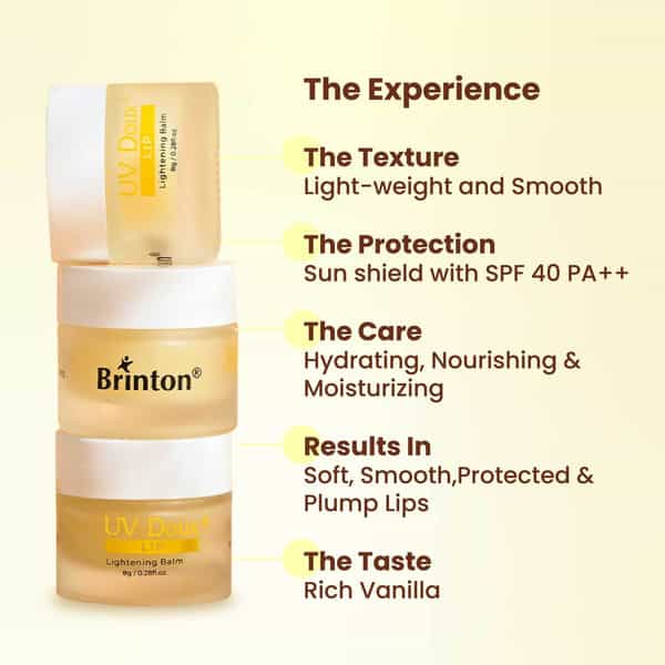 Brinton Uv Doux Lip Lightening Balm Spf 40 Pa ++ With Almond Oil Olive Oil & Vitamin E (Vanilla) 8G