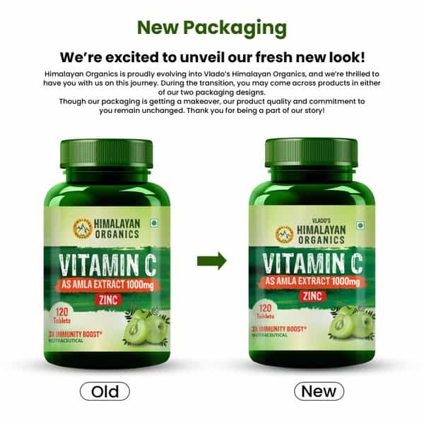 Vlado's Himalayan Organics Vitamin C 1000Mg Tablets From Amla Extracts - 120 Veg Tablets