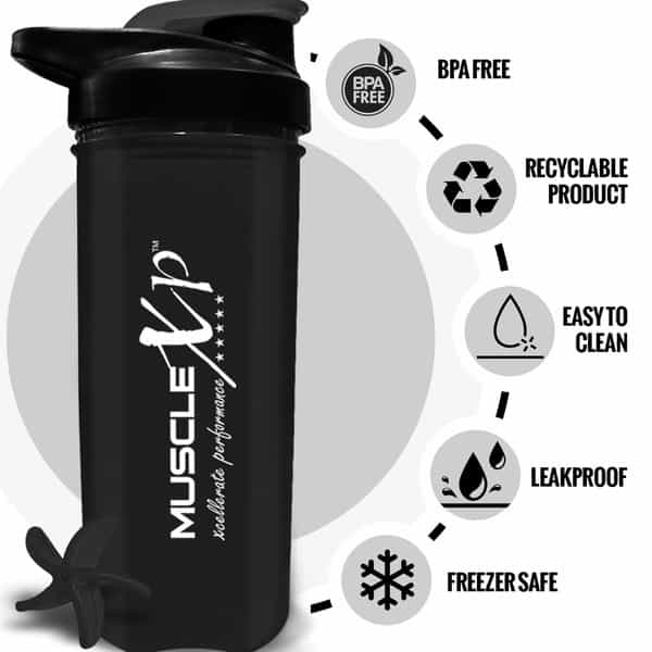 Musclexp Gym Shaker Fit Xp Blender 700 Ml For Protein Bpa Free Material Sipper Bottle (Black)