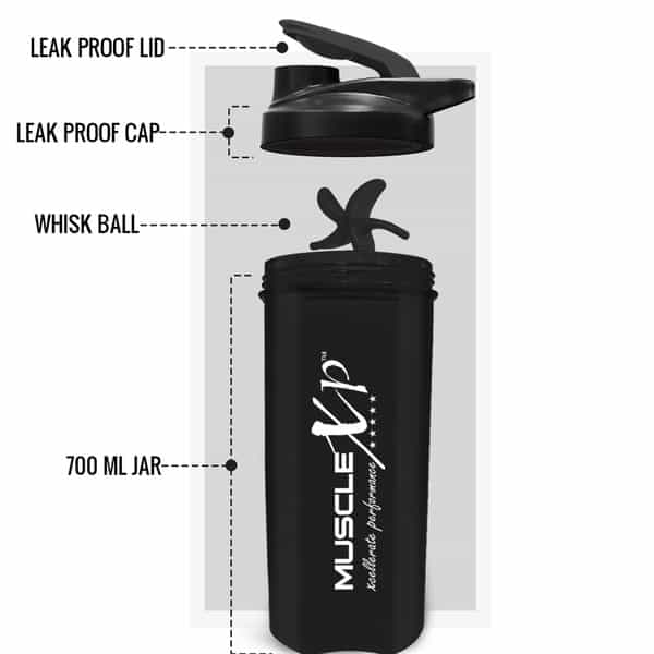 Musclexp Gym Shaker Fit Xp Blender 700 Ml For Protein Bpa Free Material Sipper Bottle (Black)