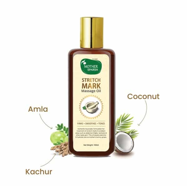 Mother Sparsh Stretch Mark Massage Oil With Kachur Jiwanti Peepal And Nariyala 100Ml