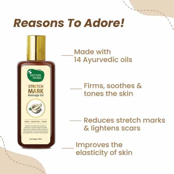 Mother Sparsh Stretch Mark Massage Oil With Kachur Jiwanti Peepal And Nariyala 100Ml