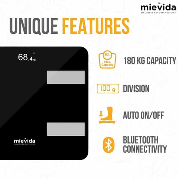 Mievida Fit Ultra Bt Digital Full Body Composition Monitor | Smart Body Weight Machine