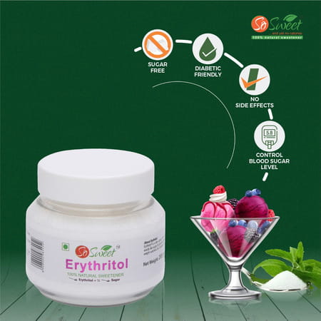 So Sweet Erythritol Powder 200gm Sugar Free 100% Natural Sweetener For Diabetes (Pack Of 5)