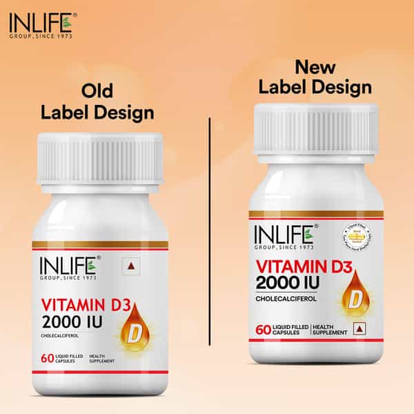 Inlife Vitamin D3 Cholecalciferol Supplement For Men Women 2000 Iu - 60 Liquid Filled Capsules