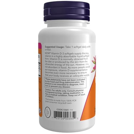 Now Supplements | Vitamin D-3 1 |000 Iu | High Potency | Structural Support* | 180 Softgels
