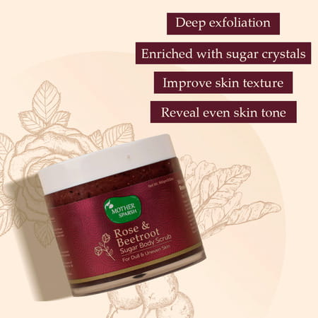 Mother Sparsh Rose & Beetroot Exfoliating Sugar Body Scrub For Dull & Uneven Skin Tone-100gm