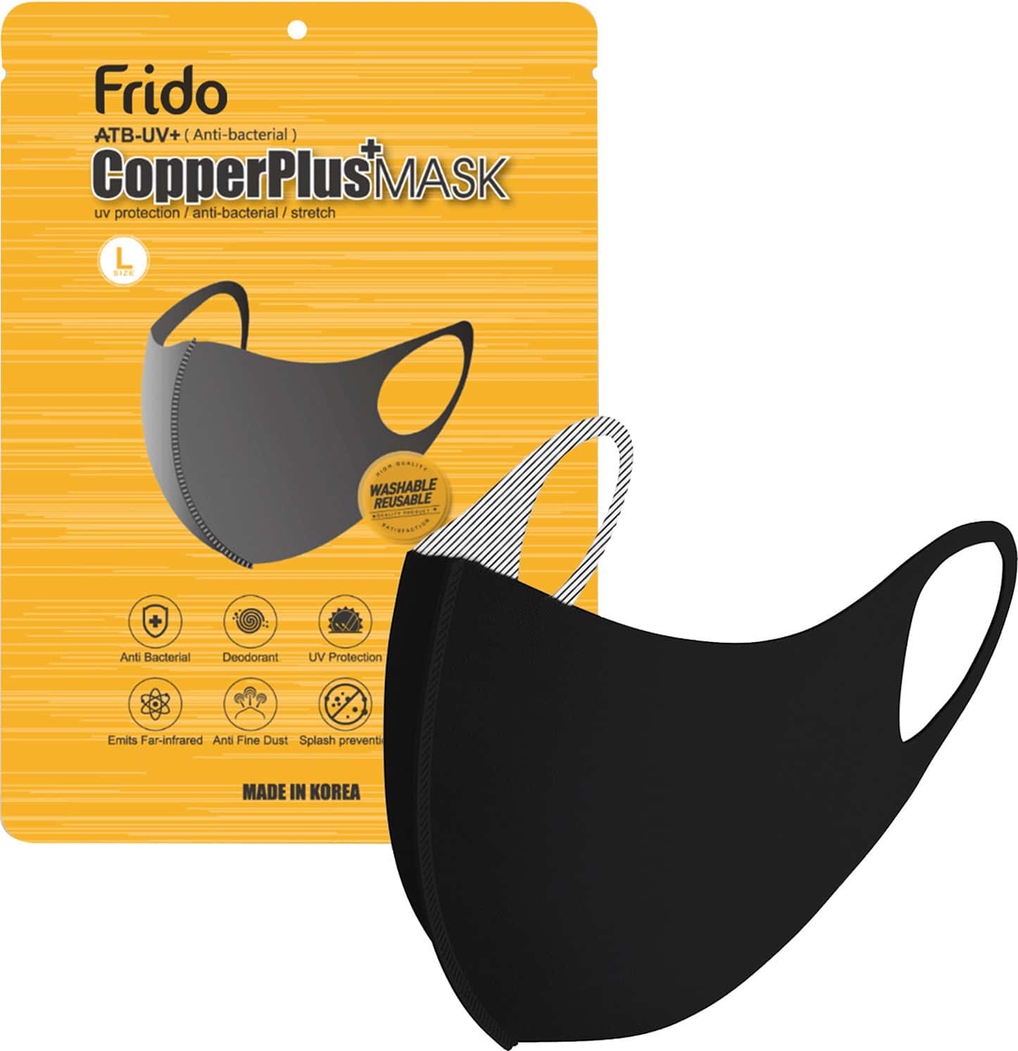 Arcatron Mobility Copper Treated Unisex Face Mask - Breathable | Polyester Fabric | Washable (Black)