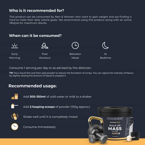 Nutrabay Gold Bulk Up Mass Gainer | Carbs To Protein Blend (3:1) | 30G Protein - 5Kg | Chocolate