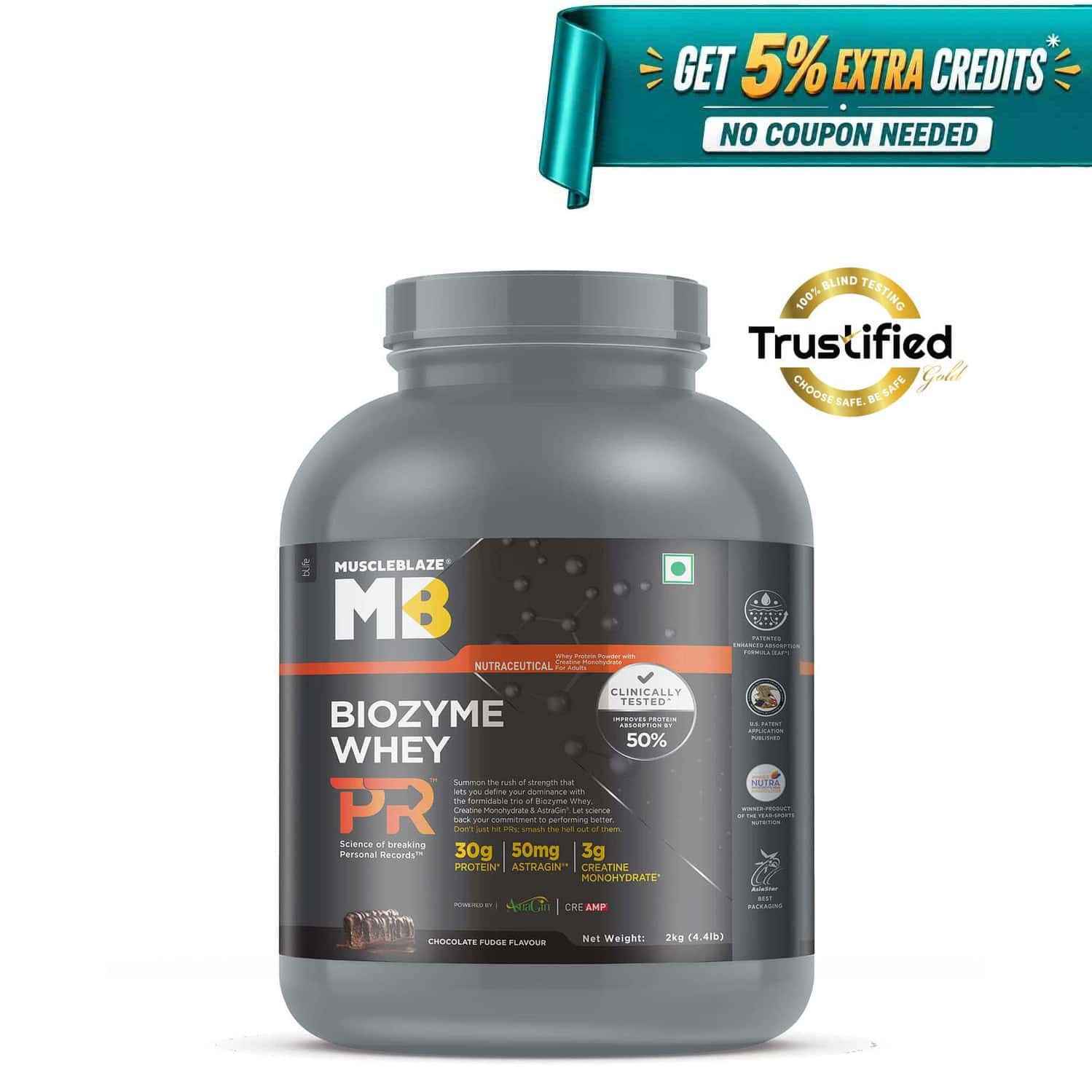 Muscleblaze Biozyme Whey Protein Pr - Trustified Gold Certified (chocolate Fudge - 2kg / 4.4lbs)