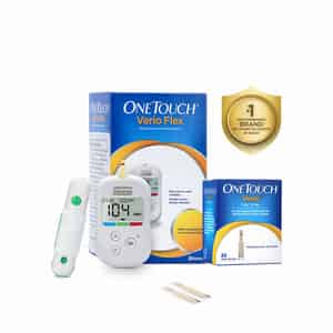Onetouch Verio Flex Glucometer Combo With 25 Test Strips & 10 Lancets |Syncs Results With Mobile App