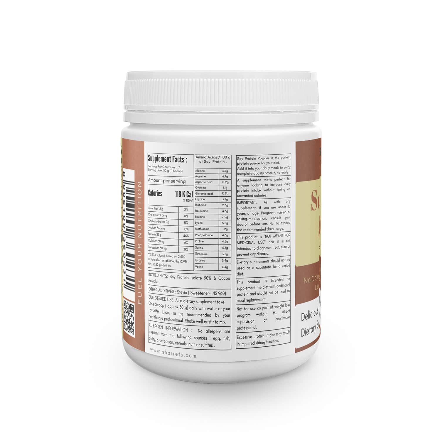 Buy SHARRETS SOY PROTEIN ISOLATE 90, CHOCOLATEVEGAN PROTEIN POWDER
