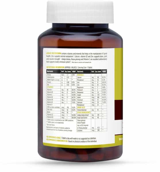 Liveasy Wellness Multivitamin Multimineral - Immunity Booster - Complete Nutrition - Bottle Of 90