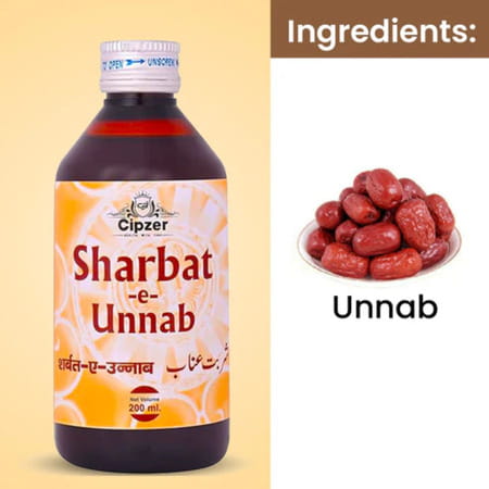 Cipzer Sharbat Unnab | Purifies Blood| Reduces Heat & Relieves Cough | 200 Ml