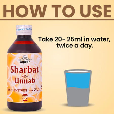 Cipzer Sharbat Unnab | Purifies Blood| Reduces Heat & Relieves Cough | 200 Ml