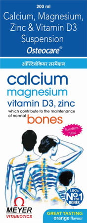 Osteocare Suspension-Calcium Magnesium Zinc & Vitamin D3 Orange Flavour Suspension 200 Ml