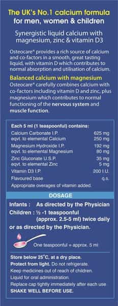 Osteocare Suspension-Calcium Magnesium Zinc & Vitamin D3 Orange Flavour Suspension 200 Ml