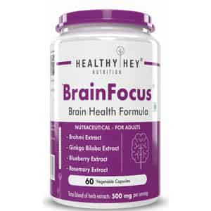 Healthyhey Brainfocus - Natural Brain Health Formula For Memory -60 Veg Capsules