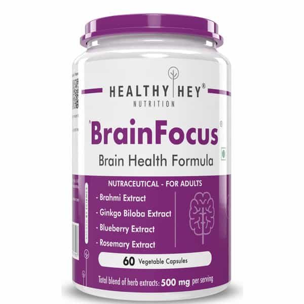 Healthyhey Brainfocus - Natural Brain Health Formula For Memory -60 Veg Capsules