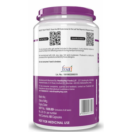Healthyhey Brainfocus - Natural Brain Health Formula For Memory -60 Veg Capsules